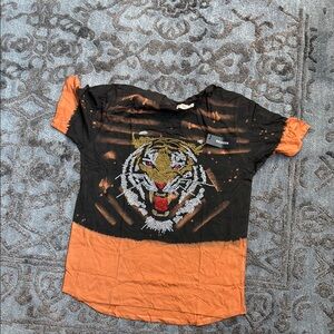 Reason Black and Orange Tiger Face Short Sleeve Tee